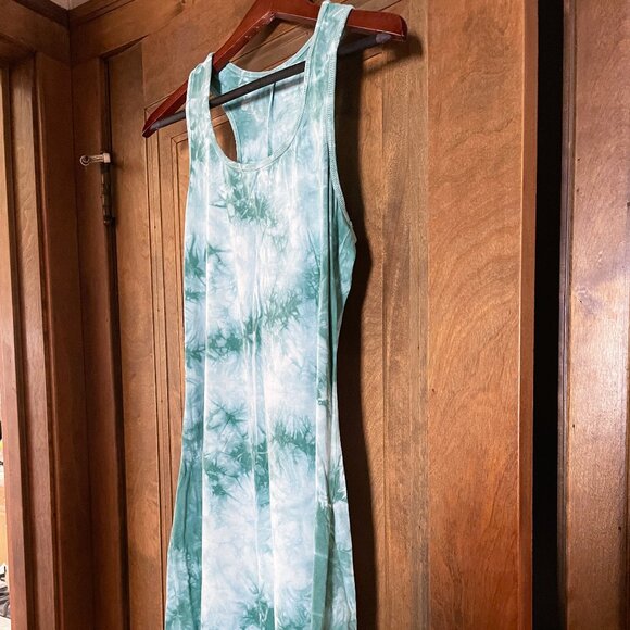 VINTAGE Bamboo Cotton Blend Tie Dyed Hi-Low Razorback Midi Dress - Picture 2 of 15
